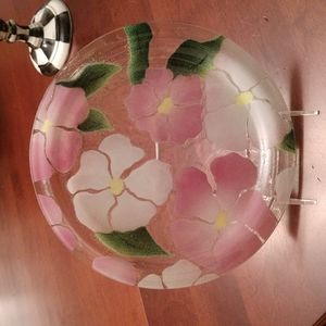 Flowered art glass dish